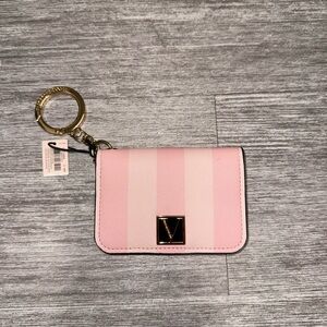 Victoria's Secret Pink Striped Keychain Card Holder